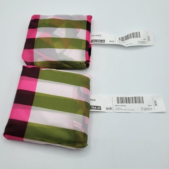 Ikea 2 Pack Skynke shopping tote bag Pink and Green Bundle - Picture 3 of 7